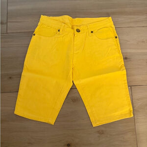 NEW EXOCET Yellow Y2K Denim Jorts Cotton Blend Bermuda Shorts 3 27/11”